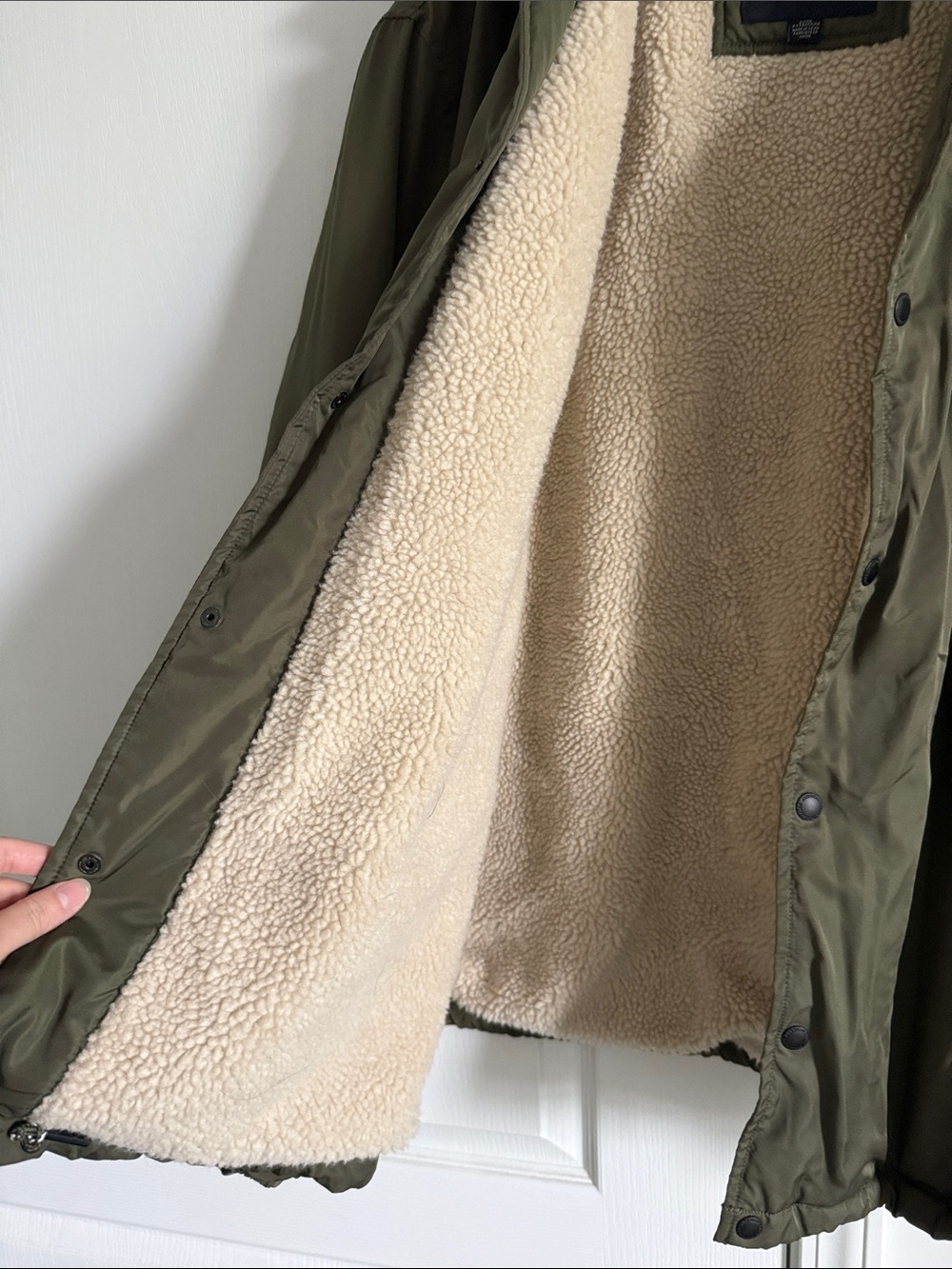 American Eagle Outfitters Olive Green Sherpa-Lined Field Jacket - Picture 4 of 6